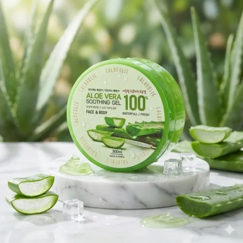 LALAFOLIE Aloe Vera 100% Soothing Gel 300ml – Korean aloe gel for face & body. Instantly cools, hydrates and soothes skin. Suitable for all skin types.