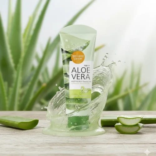 Korean Aloe Vera Cleansing Foam | Deep Clean & Hydrating Face Wash for All Skin Types